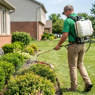 tech spraying a lawn